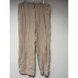 White Stag‎ Linen Blend Striped Lounge Pants Womens Extra Large Beige Drawstring